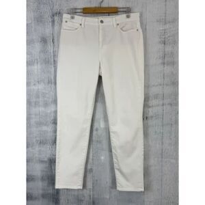 Talbots Slim Ankle Jeans Womens 8 White Denim Stretch Pants Classic 33x28.5